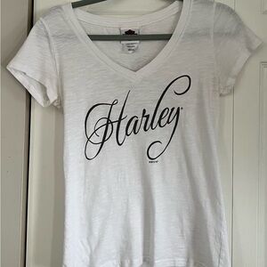 Harley-Davidson White V-Neck Tee